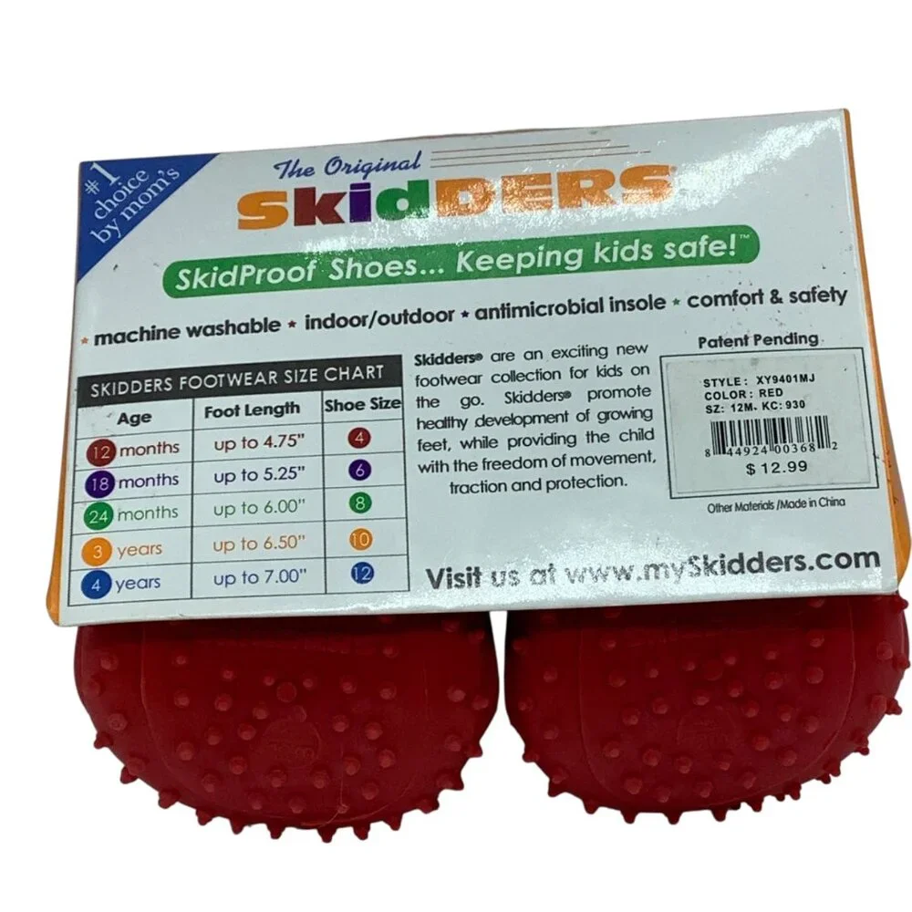 The Original Skidders SkidProof Shoes Size 4 Red Christmas Ho Ho Ho NEW 12 Month